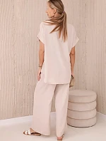 Súprava s náhrdelníkom blúzka + nohavice béžová