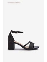 Dámské sandály na nízkém podpatku černé model 21658188 - VINCEZA Dámské sandály na nízkém podpatku černé model 21658188 - VINCEZA