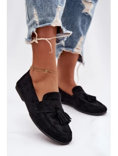 Dámské mokasíny s plochou podrážkou a třásněmi Černé Marilisse