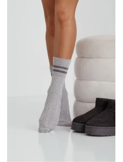 Dámske ponožky Slipper s pruhmi Grey