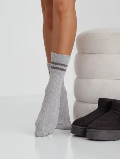 Dámske ponožky Slipper s pruhmi Grey