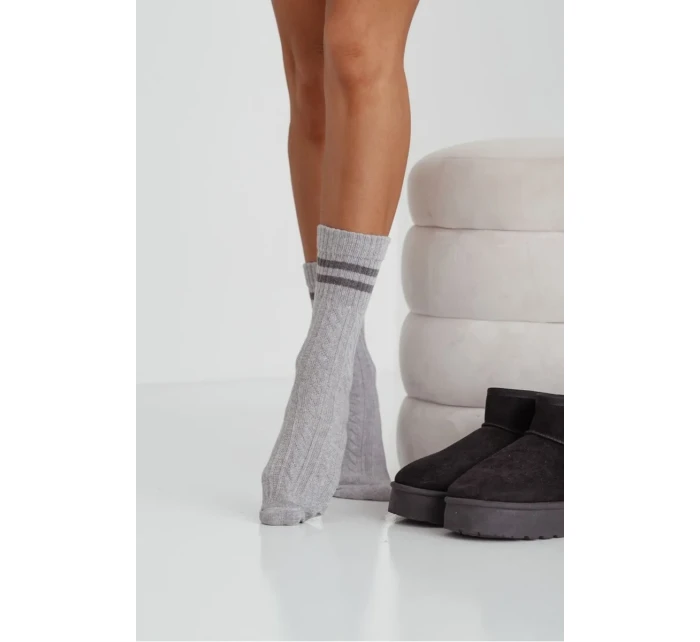Dámske ponožky Slipper s pruhmi Grey