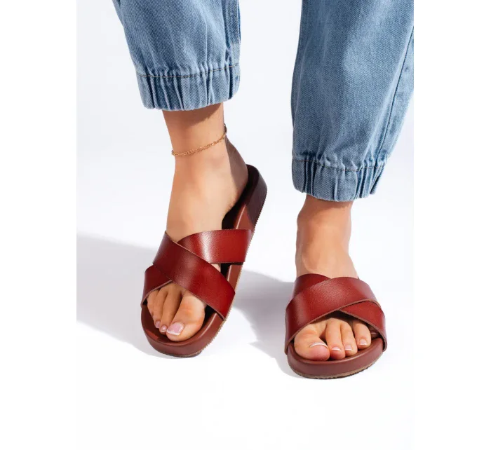 Krásné dámské nazouváky hnědé platforma Krásné dámské nazouváky hnědé platforma