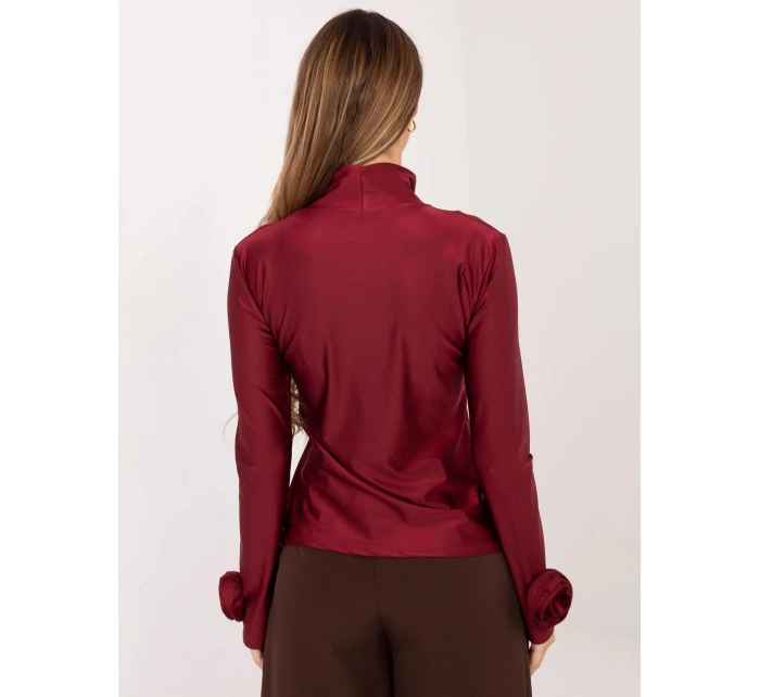 Dámská halenka ve vínové bordó barvě s růžemi model 21818055 - Factory Price Dámská halenka ve vínové bordó barvě s růžemi model 21818055 - Factory Price