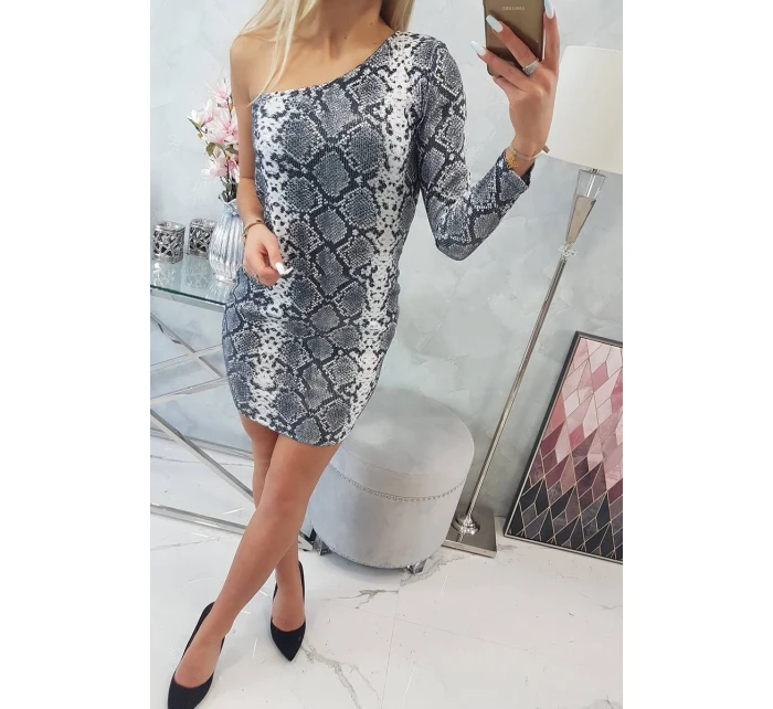 Šedé šaty z model 18743600 kůže s flitry - K-Fashion Šedé šaty z model 18743600 kůže s flitry - K-Fashion