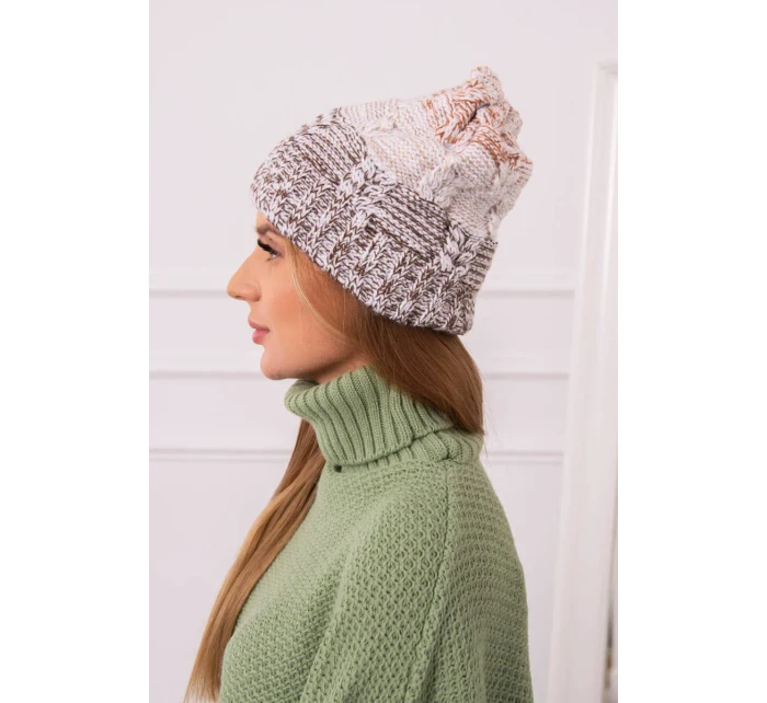 Fleecová čiapka Dolores K303 hnedá+biela+červená