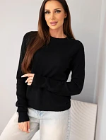 Dámský svetr z dětské alpaky s dlouhým rukávem a kulatým výstřihem černý