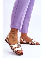 Pohodlné Kožené Sandály Zlaté model 21617493 - Zazoo