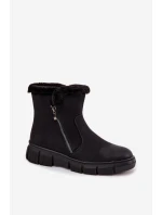 Śniegowce Damskie Na Platformie Z Futerkiem Czarne Briselle Śniegowce Damskie Na Platformie Z Futerkiem Czarne Briselle