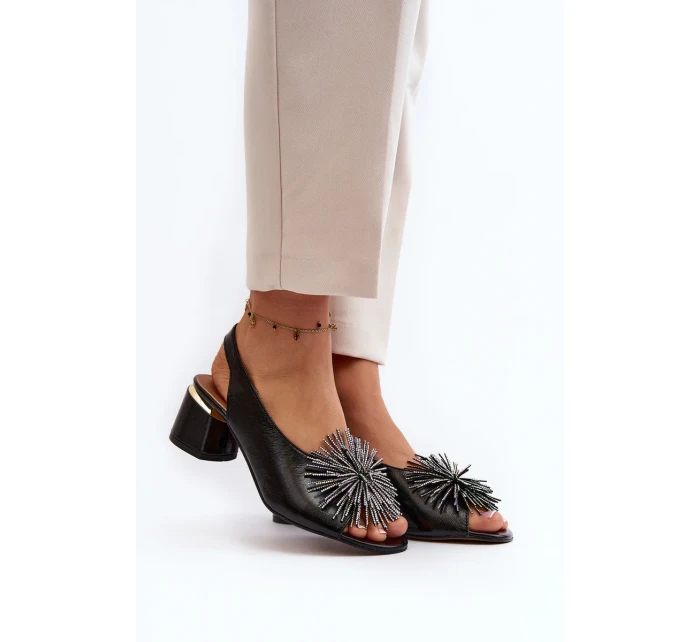 Kožené sandále so zdobením Laura Messi 2719 Black Kožené sandále so zdobením Laura Messi 2719 Black