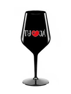 TY A JÁ - černá nerozbitná sklenice na víno 470 ml