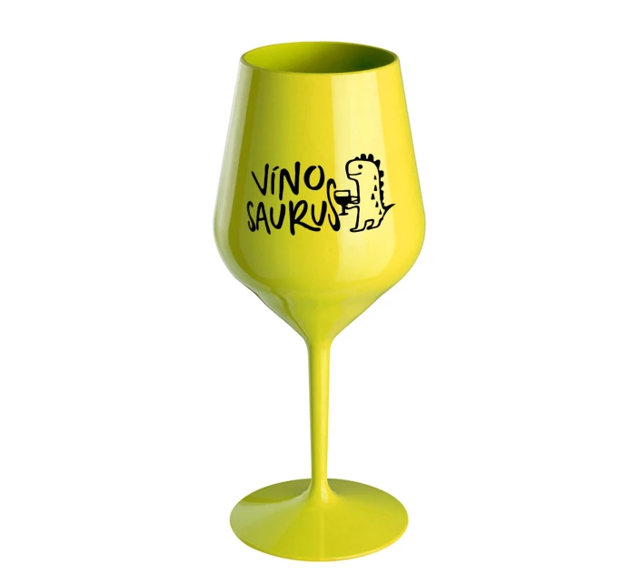 VÍNOSAURUS - žlutá nerozbitná sklenice na víno 470 ml