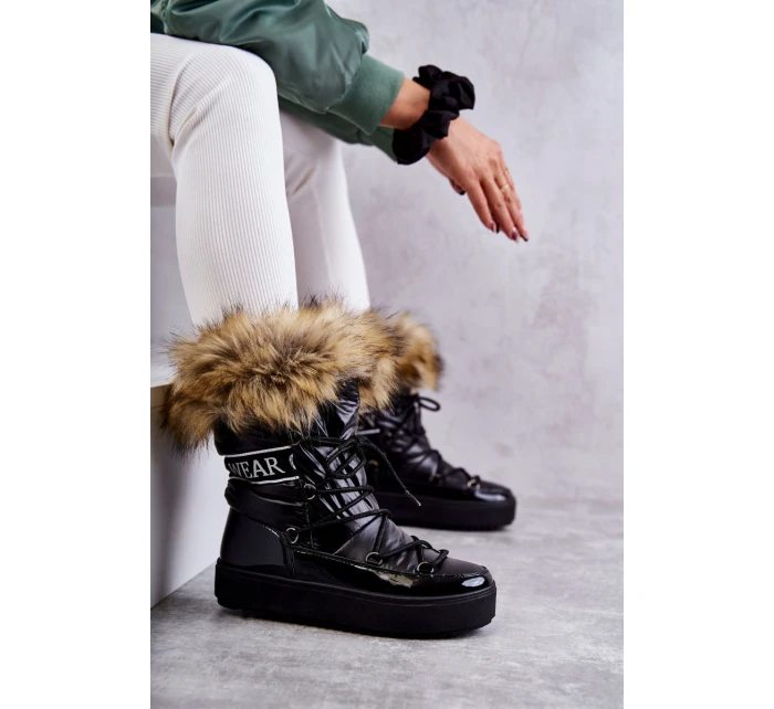 Dámské šněrovací boty do sněhu Černá model 21596340 - Boto Dámské šněrovací boty do sněhu Černá model 21596340 - Boto