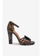 Sandały Damskie Na Słupku Z Ozdobą Maciejka 06620-20 Grafitowe