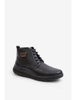 Botki Męskie Ocieplane Na Zamek Sznurowane Czarne Hlimena
