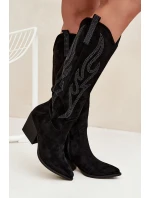 Dámské Boty S Dekorací Na Podpatku Černé model 21704704 - Boto