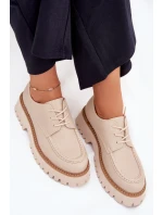 Półbuty Mokasyny Damskie Ze Sznurowaniem Big Star NN274053 Beżowe