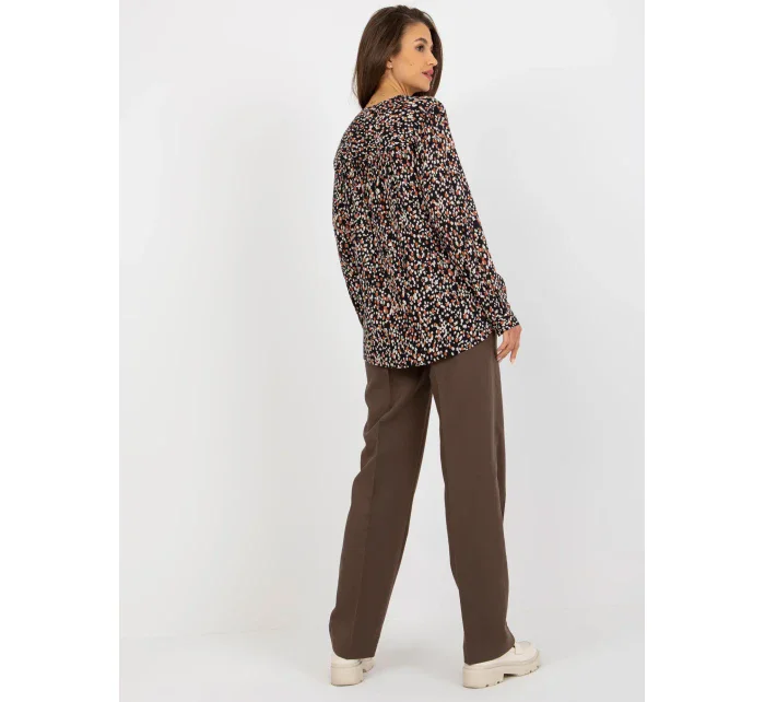 Blúzka D73771M11081A čierna a béžová Blúzka D73771M11081A čierna a béžová
