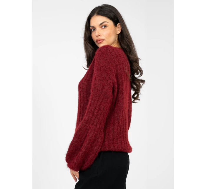 Sweter MI SW model 21958566 bordowy - FPrice Sweter MI SW model 21958566 bordowy - FPrice