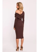 Asymetrické úpletové šaty model 21787045 hnědé - Moe