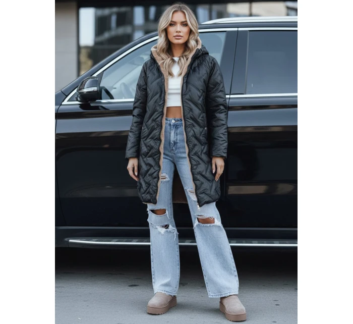 Dámská dlouhá prošívaná bunda černá model 21994236 - Dstreet