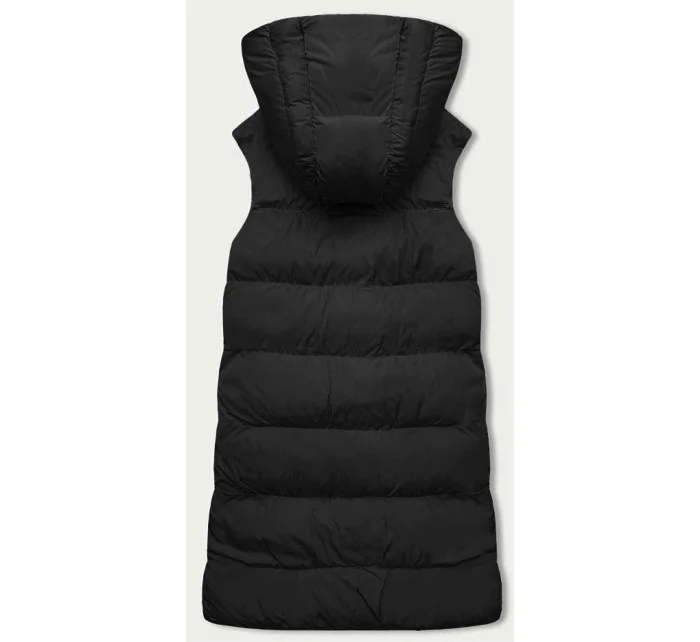 Obojstranná čierna dlhá dámska vesta (V723) Obojstranná čierna dlhá dámska vesta (V723)