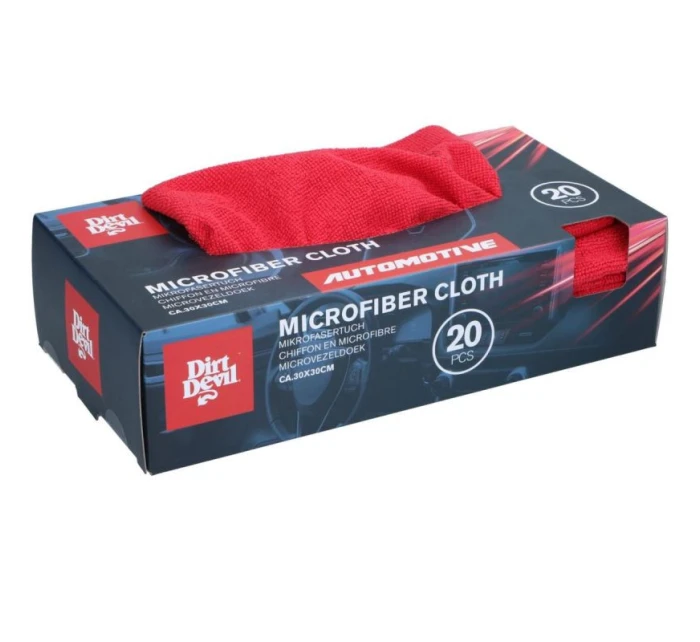 Bezšvová čistiaca handrička z mikrovlákna 30x30cm 20ks DIRT DEVIL RED