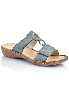 Dámske pohodlné modré žabky na suchý zips Rieker 60885-12