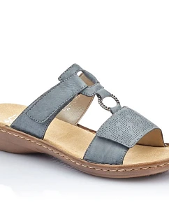 Dámske pohodlné modré žabky na suchý zips Rieker 60885-12