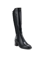 Dámské kozačky na podpatku s elastickým černé, model 22388587 - VINCEZA Dámské kozačky na podpatku s elastickým černé, model 22388587 - VINCEZA