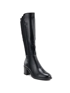 Dámské kozačky na podpatku s elastickým černé, model 22388587 - VINCEZA