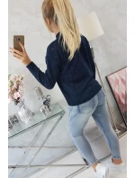 Svetr s polovičním rolákem a model 18745516 vzorem tmavě modrý - K-Fashion