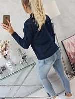 Sveter s polovičným rolákom a kosoštvorcovým vzorom tmavo modrý