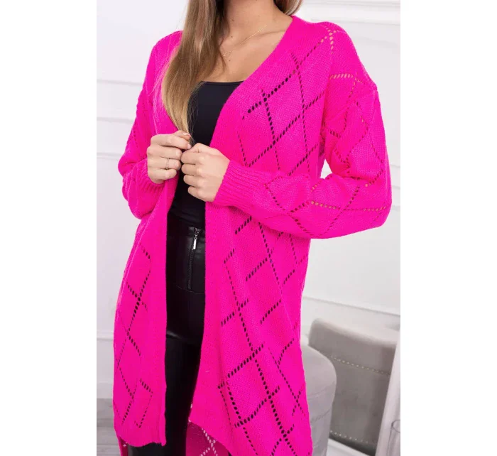 Svetr s geometrickým vzorem růžový neon Svetr s geometrickým vzorem růžový neon
