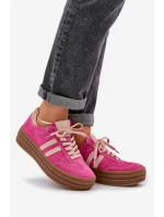 Zazoo N1068S4 Damskie Zamszowe Sneakersy Na Platformie Fuksja