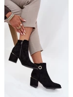 Ocieplane Botki Damskie Ze Złotymi Detalami Na Słupku Czarne Dorisse