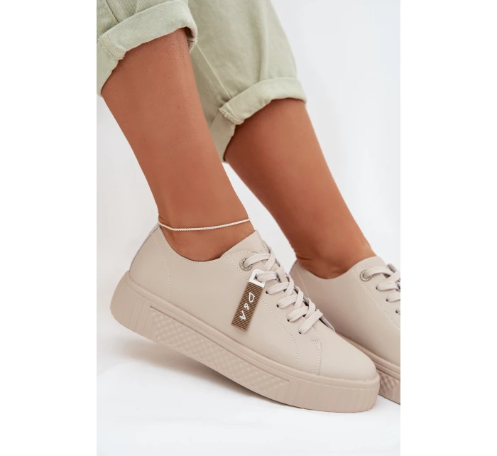 Dámské tenisky z pravé kůže D&A GR61-5591 Béžové