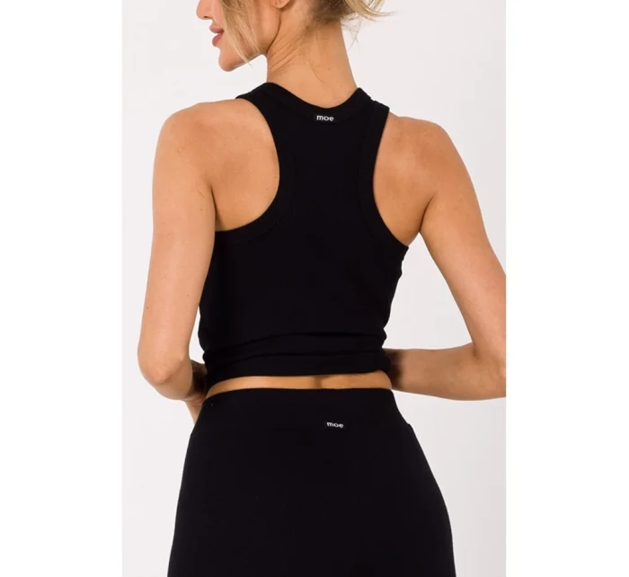 model 18383341 Žebrované pletené legíny černé - Moe