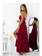 Dámske dlhé šaty model 222674 burgundy - With You