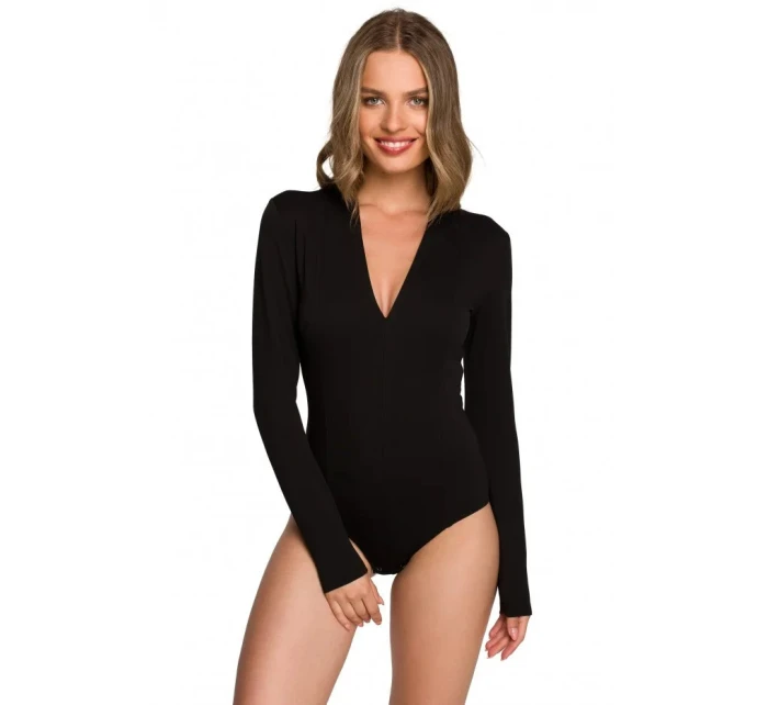 Dámske body s výstrihom do V S327 Dark Brown - Stylove Dámske body s výstrihom do V S327 Dark Brown - Stylove