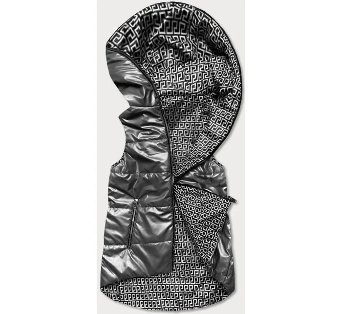 Šedá dámska rozšírená obojstranná vesta (B8006-70)