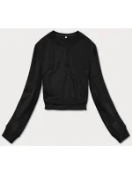 Tenká krátká černá dámská tepláková mikina model 18378913 - J.STYLE Tenká krátká černá dámská tepláková mikina model 18378913 - J.STYLE