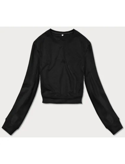 Tenká krátká černá dámská tepláková mikina model 18378913 - J.STYLE Tenká krátká černá dámská tepláková mikina model 18378913 - J.STYLE