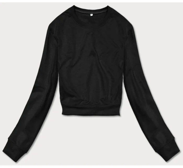 Tenká krátká černá dámská tepláková mikina model 18378913 - J.STYLE Tenká krátká černá dámská tepláková mikina model 18378913 - J.STYLE