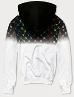 Pánska mikina na zips s farebnou potlačou čierna a biela (8B989-1)