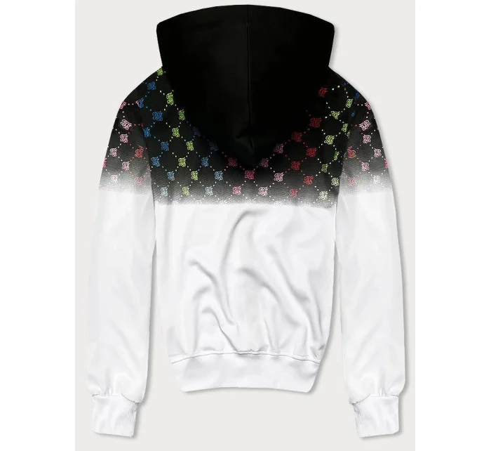 Pánska mikina na zips s farebnou potlačou čierna a biela (8B989-1)