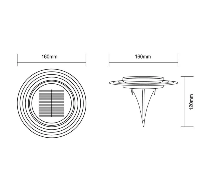 SOLÁRNE DISKOVÉ SVETLO 28 LED PRE MONTÁŽ NA ZEM ALEBO NA STENU