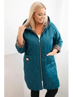 Dámska zimná prešívaná bunda s leopardou podšívkou a kapucňou Marine