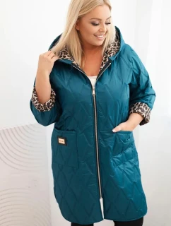 Dámska zimná prešívaná bunda s leopardou podšívkou a kapucňou Marine