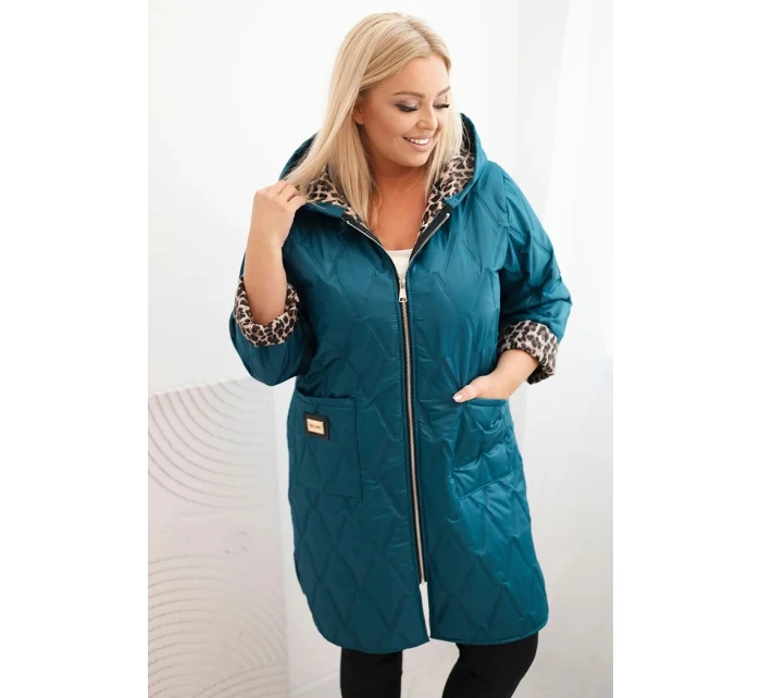 Dámska zimná prešívaná bunda s leopardou podšívkou a kapucňou Marine